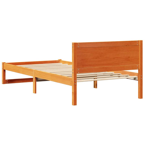 vidaXL Bed Frame with Headboard Brown 100 x 200 cm Solid Pine wood