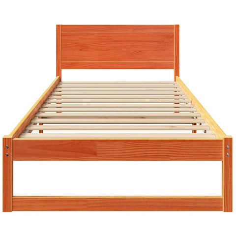 vidaXL Bed Frame with Headboard Brown 100 x 200 cm Solid Pine wood