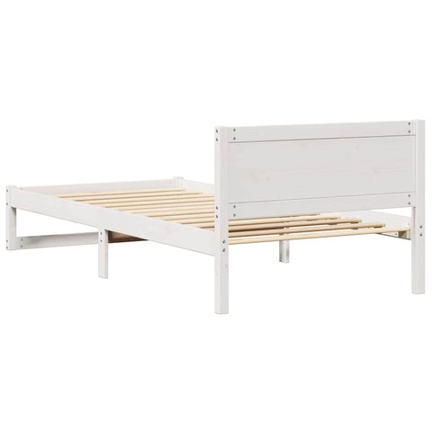 vidaXL Bed Frame with Headboard White 90 x 200 cm Solid Pine wood