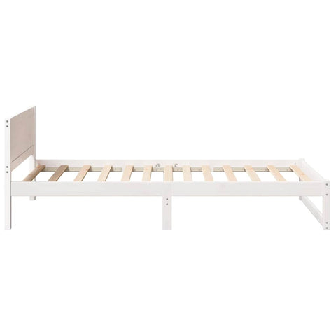 vidaXL Bed Frame with Headboard White 90 x 200 cm Solid Pine wood