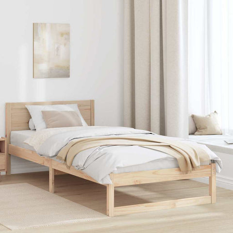 vidaXL Bed Frame with Headboard Brown 75 x 190 cm Solid Pine wood