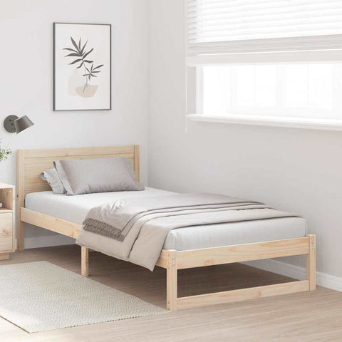 vidaXL Bed Frame with Headboard Brown 75 x 190 cm Solid Pine wood