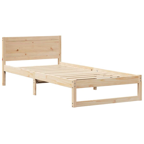 vidaXL Bed Frame with Headboard Brown 75 x 190 cm Solid Pine wood