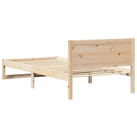 vidaXL Bed Frame with Headboard Brown 75 x 190 cm Solid Pine wood