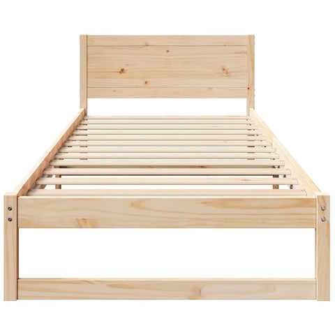 vidaXL Bed Frame with Headboard Brown 75 x 190 cm Solid Pine wood
