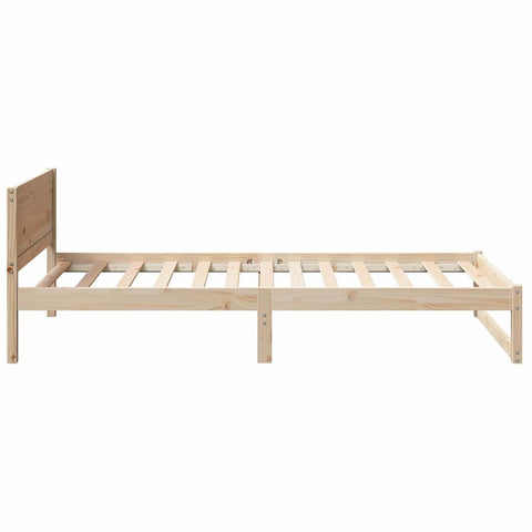vidaXL Bed Frame with Headboard Brown 75 x 190 cm Solid Pine wood