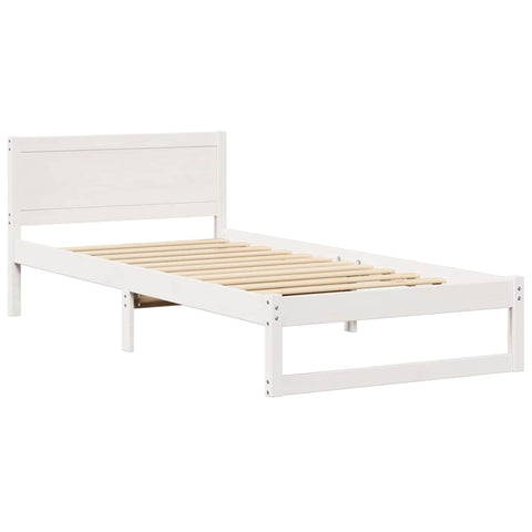 vidaXL Bed Frame with Headboard White 75 x 190 cm Solid Pine wood