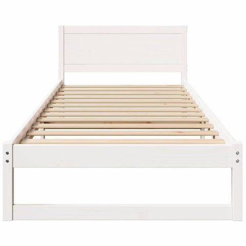 vidaXL Bed Frame with Headboard White 75 x 190 cm Solid Pine wood