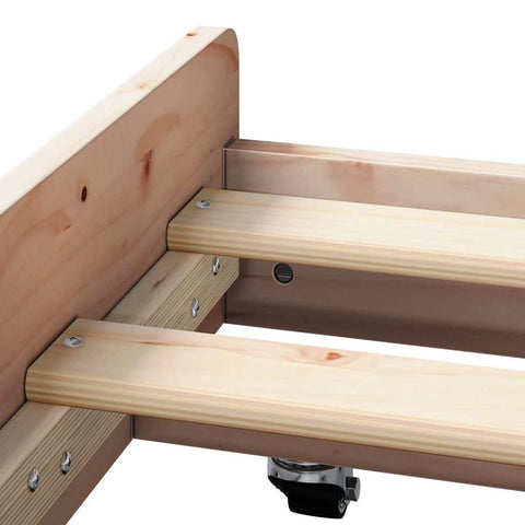 vidaXL Bed Frame Natural Solid Pine Wood 90 x 200 cm Portable