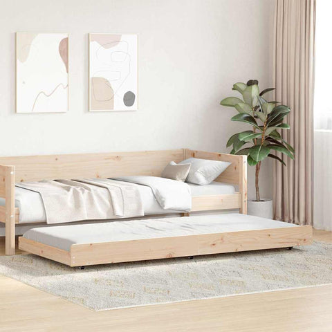 vidaXL Bed Frame Natural Solid Pine Wood 90 x 200 cm Portable