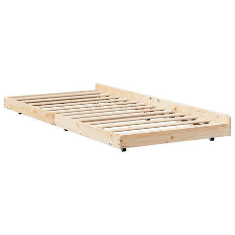 vidaXL Bed Frame Natural Solid Pine Wood 90 x 200 cm Portable