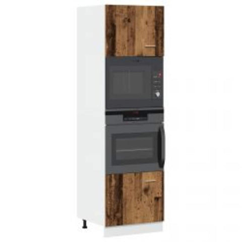 vidaXL Microwave Cabinet Lyon Old Wood 60x57x207 cm Engineered Wood