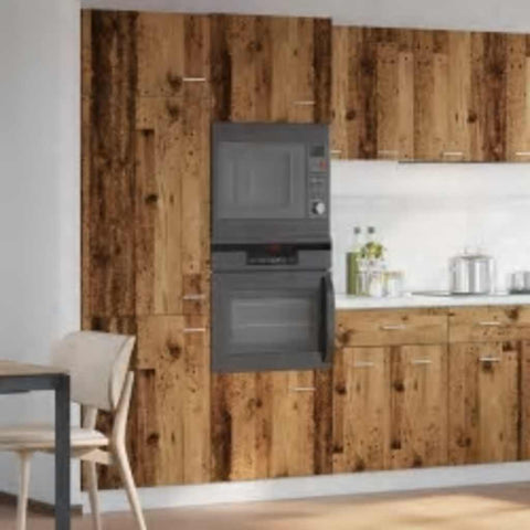 vidaXL Microwave Cabinet Lyon Old Wood 60x57x207 cm Engineered Wood