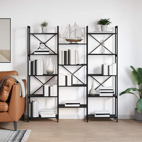 vidaXL Bookshelf Black oak 156 x 25 x 167.5 cm Engineered wood