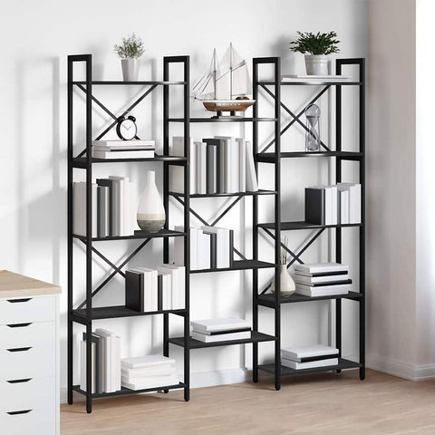 vidaXL Bookshelf Black oak 156 x 25 x 167.5 cm Engineered wood