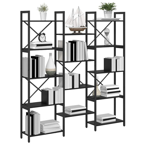 vidaXL Bookshelf Black oak 156 x 25 x 167.5 cm Engineered wood