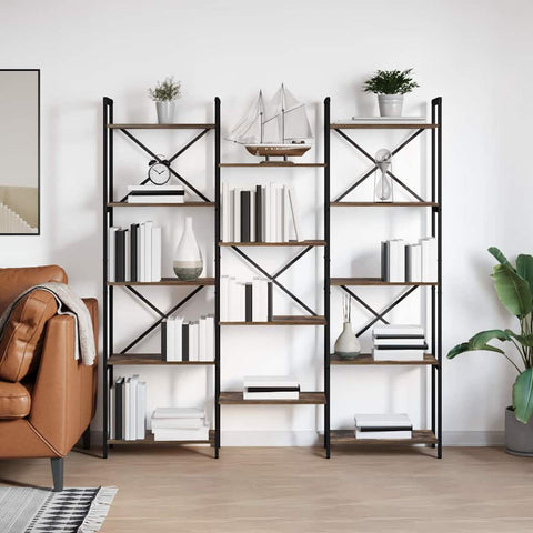 vidaXL Bookshelf Smoked oak 156 x 25 x 167.5 cm Engineered wood