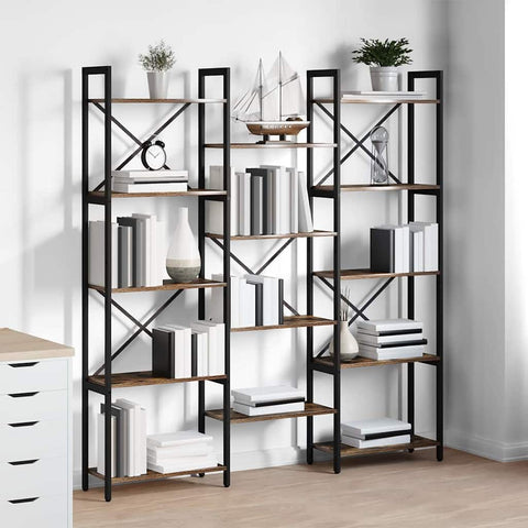 vidaXL Bookshelf Smoked oak 156 x 25 x 167.5 cm Engineered wood