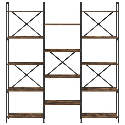 vidaXL Bookshelf Smoked oak 156 x 25 x 167.5 cm Engineered wood