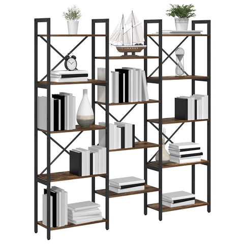 vidaXL Bookshelf Smoked oak 156 x 25 x 167.5 cm Engineered wood