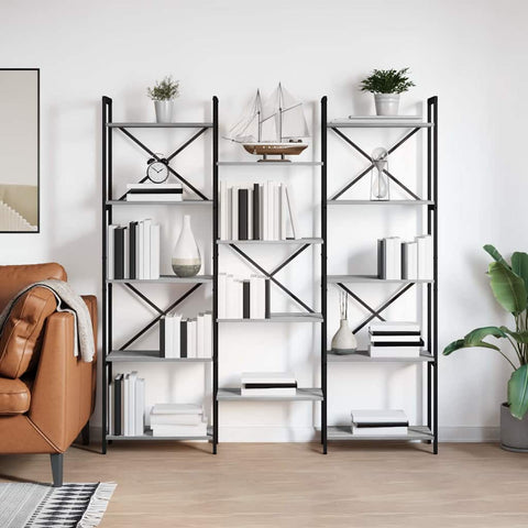 vidaXL Bookshelf Grey sonoma 156 x 25 x 167.5 cm Engineered wood