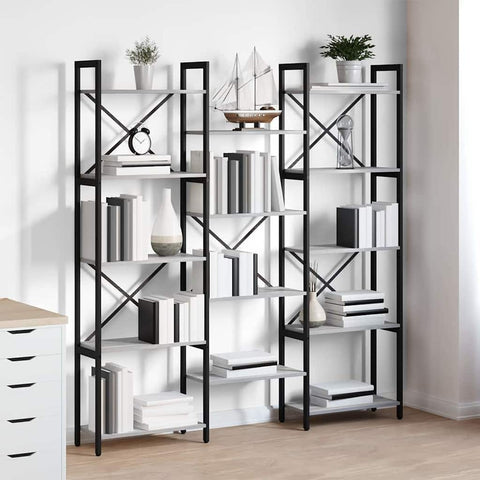 vidaXL Bookshelf Grey sonoma 156 x 25 x 167.5 cm Engineered wood