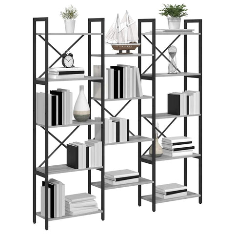 vidaXL Bookshelf Grey sonoma 156 x 25 x 167.5 cm Engineered wood