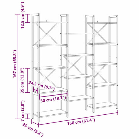 vidaXL Bookshelf Old wood 156 x 25 x 167.5 cm Engineered wood