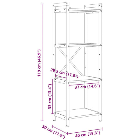 vidaXL Bookcase Sonoma oak 40 x 30 x 118 cm Engineered wood