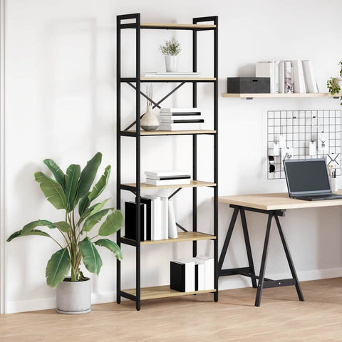 vidaXL Bookcase Sonoma oak 60 x 30 x 188 cm MDF, Steel