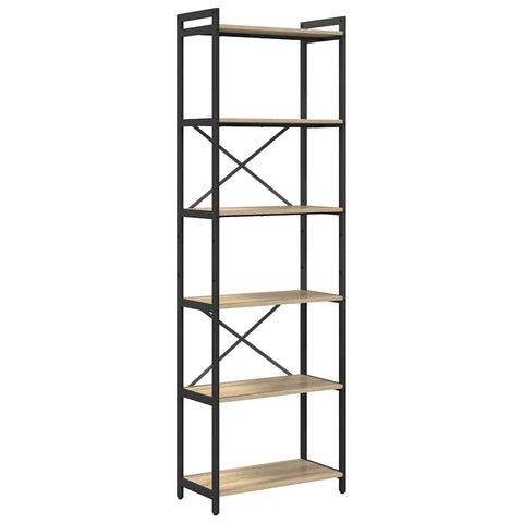 vidaXL Bookcase Sonoma oak 60 x 30 x 188 cm MDF, Steel