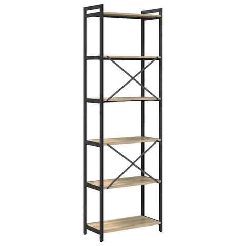 vidaXL Bookcase Sonoma oak 60 x 30 x 188 cm MDF, Steel