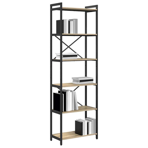 vidaXL Bookcase Sonoma oak 60 x 30 x 188 cm MDF, Steel