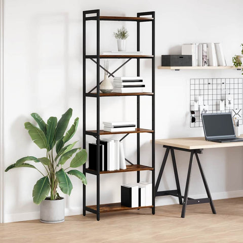 vidaXL Bookcase Smoked oak 60 x 30 x 188 cm MDF, Steel