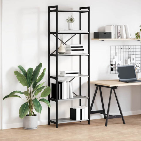 vidaXL Bookcase Grey sonoma 60 x 30 x 188 cm Wood and steel