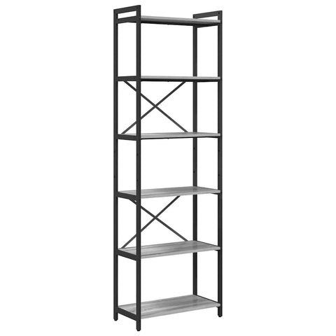 vidaXL Bookcase Grey sonoma 60 x 30 x 188 cm Wood and steel