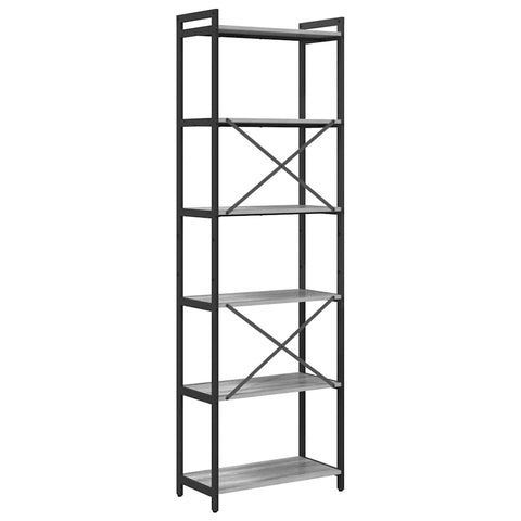 vidaXL Bookcase Grey sonoma 60 x 30 x 188 cm Wood and steel
