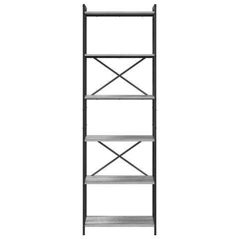 vidaXL Bookcase Grey sonoma 60 x 30 x 188 cm Wood and steel