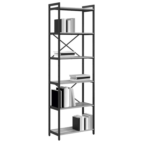 vidaXL Bookcase Grey sonoma 60 x 30 x 188 cm Wood and steel