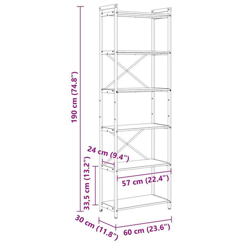 vidaXL Bookcase Old wood 60 x 30 x 188 cm Old wood