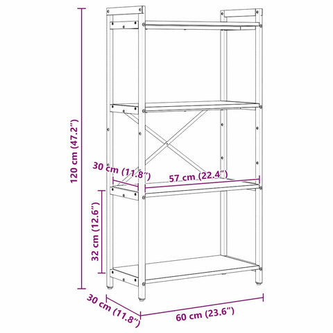 vidaXL Bookcase Grey sonoma 60 x 30 x 118 cm Engineered wood