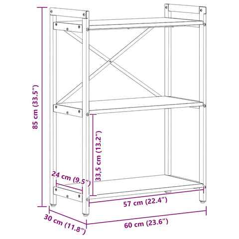 vidaXL Bookcase Smoked oak 60 x 30 x 83 cm Engineered wood