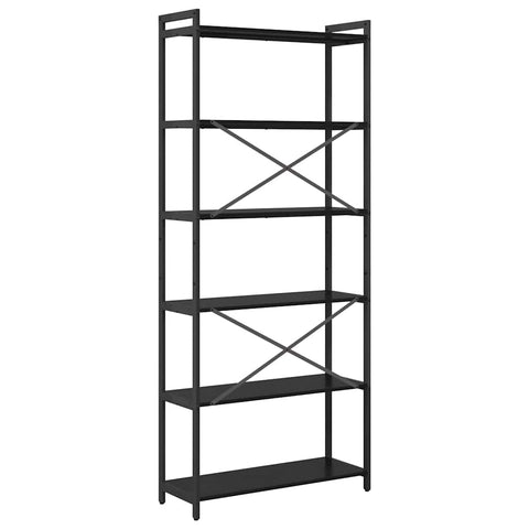 vidaXL Bookcase Black oak 80 x 30 x 188 cm Wood and Steel