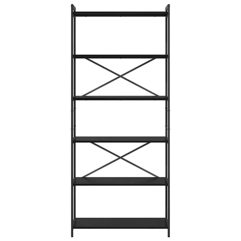 vidaXL Bookcase Black oak 80 x 30 x 188 cm Wood and Steel