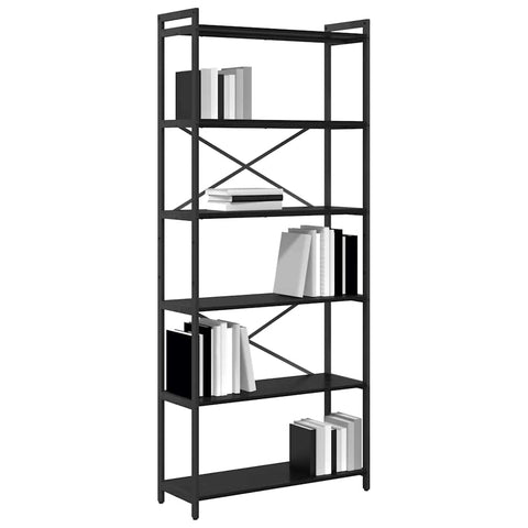 vidaXL Bookcase Black oak 80 x 30 x 188 cm Wood and Steel