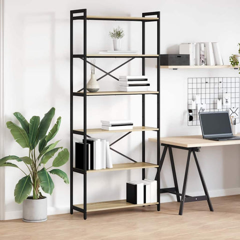 vidaXL Bookcase Sonoma oak 80 x 30 x 188 cm Engineered wood