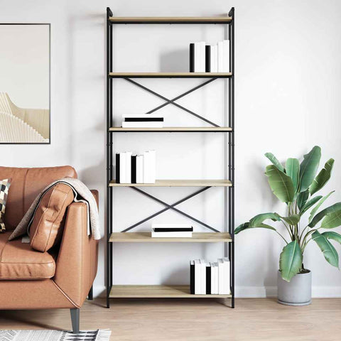 vidaXL Bookcase Sonoma oak 80 x 30 x 188 cm Engineered wood