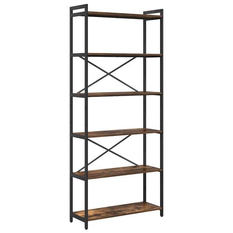 vidaXL Bookcase Smoked oak 80 x 30 x 188 cm Wood and Steel
