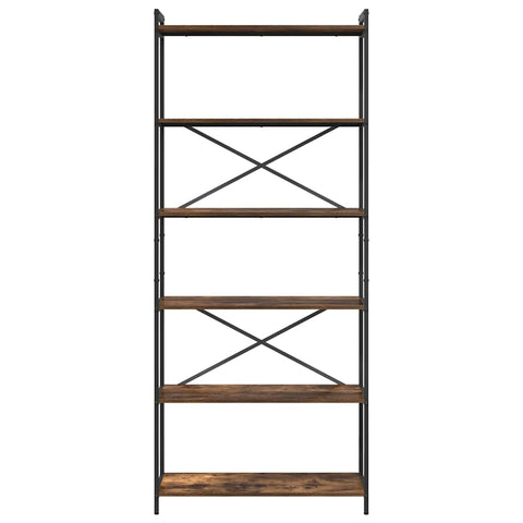 vidaXL Bookcase Smoked oak 80 x 30 x 188 cm Wood and Steel