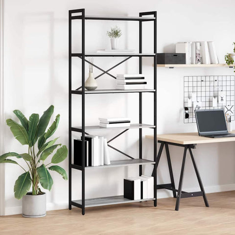 vidaXL Bookcase Grey sonoma 80 x 30 x 188 cm Engineered wood